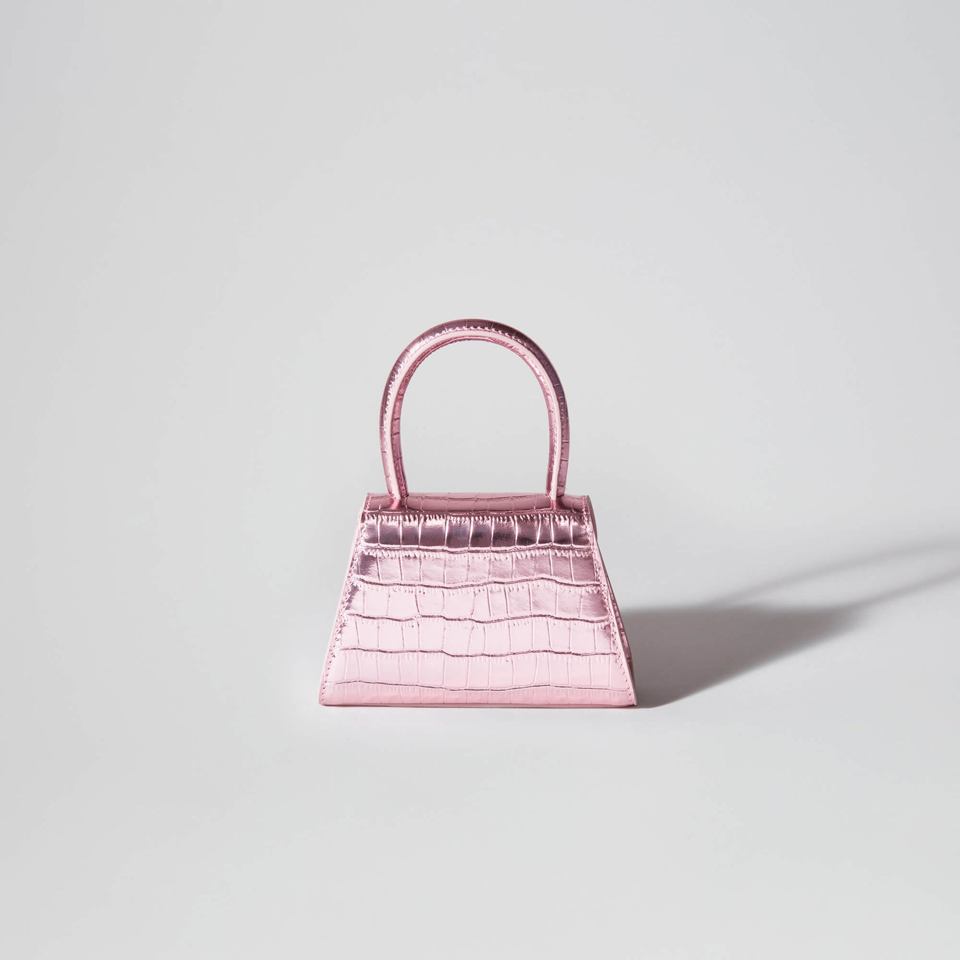 Pink Metallic Croc Micro Bow Bag