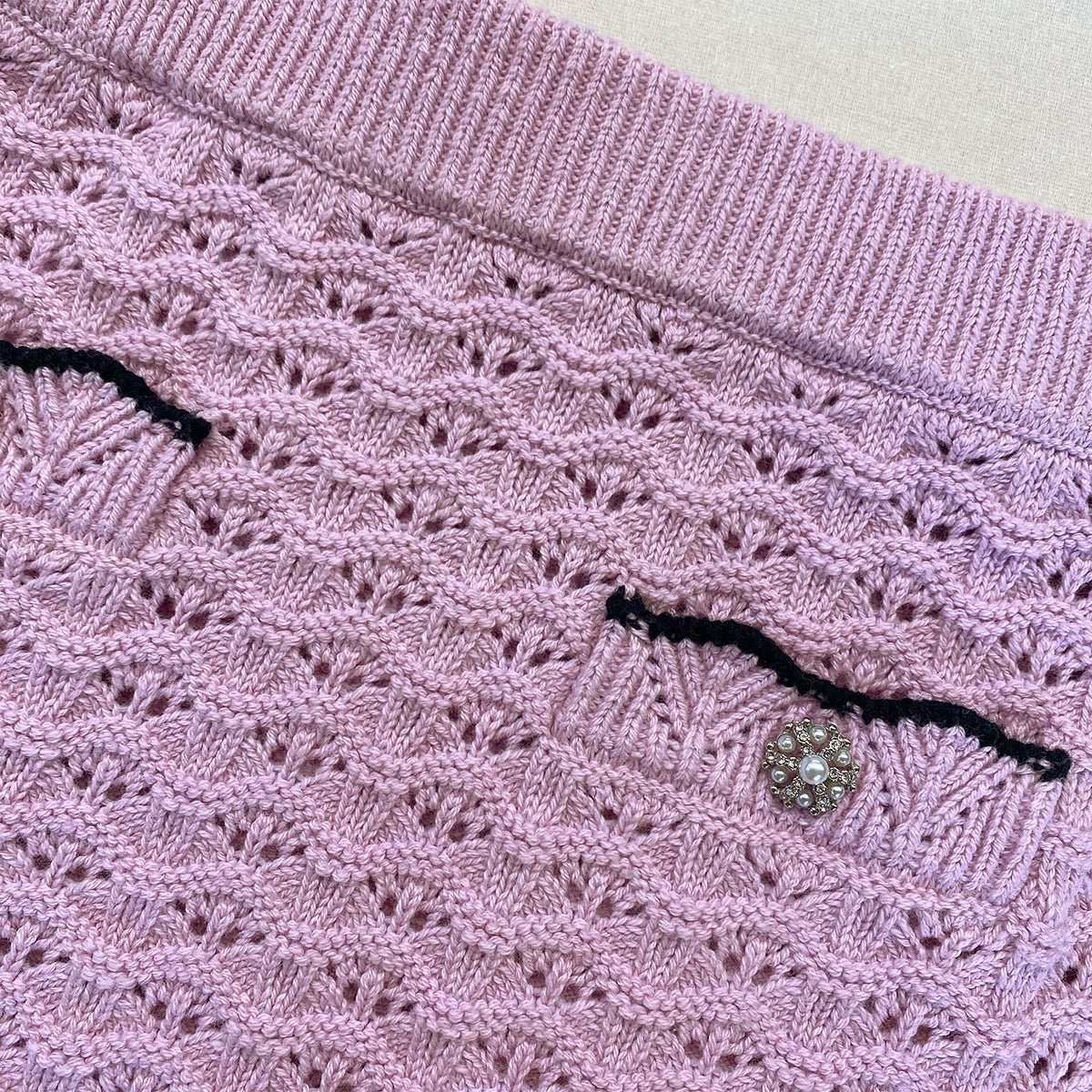 Lilac Crochet Knit Mini Skirt