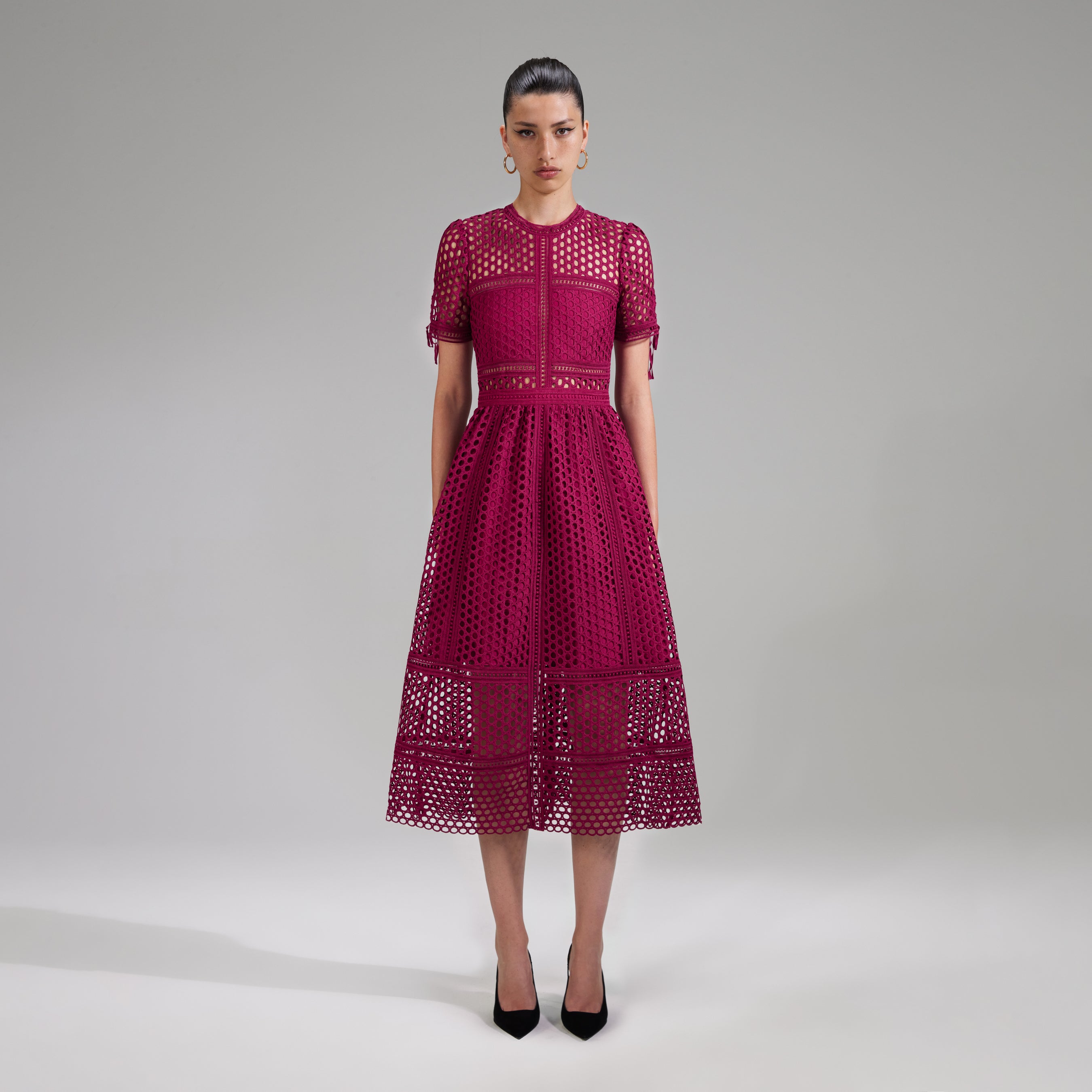 Burgundy Lace Midi Dress