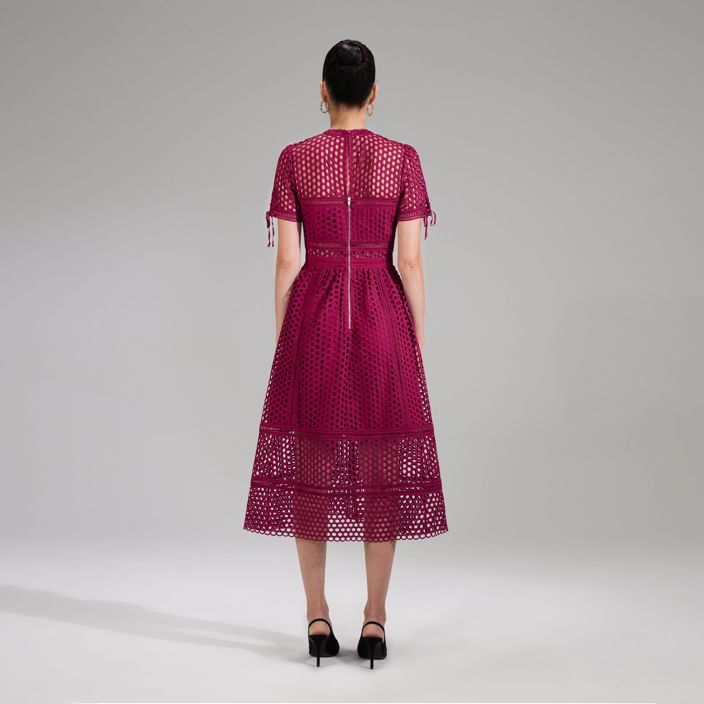 Burgundy Lace Midi Dress