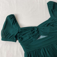 Deep Green Chiffon Midi Dress