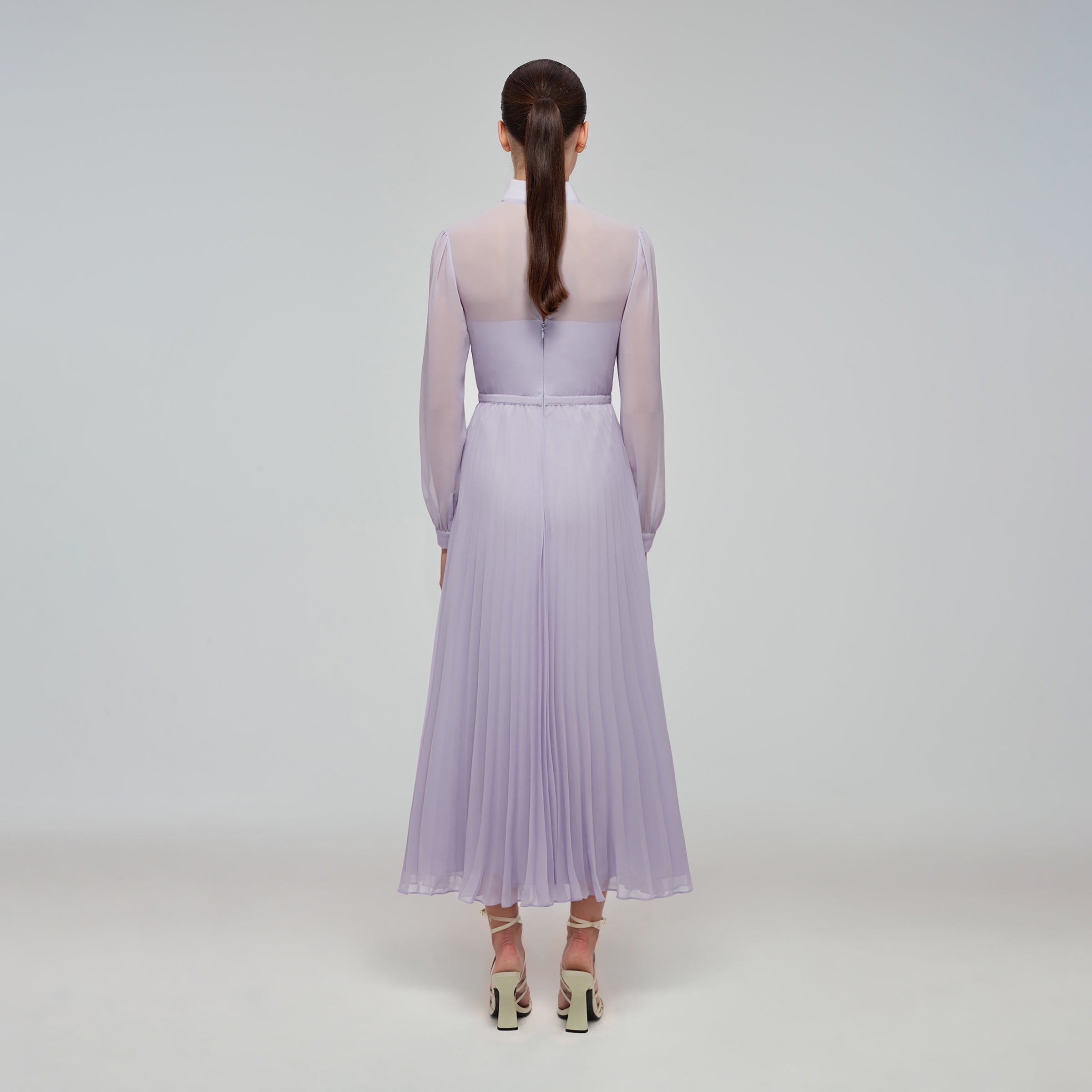 Lilac Chiffon Midi Dress – self-portrait