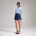 Blue Lurex Knitted Cardigan