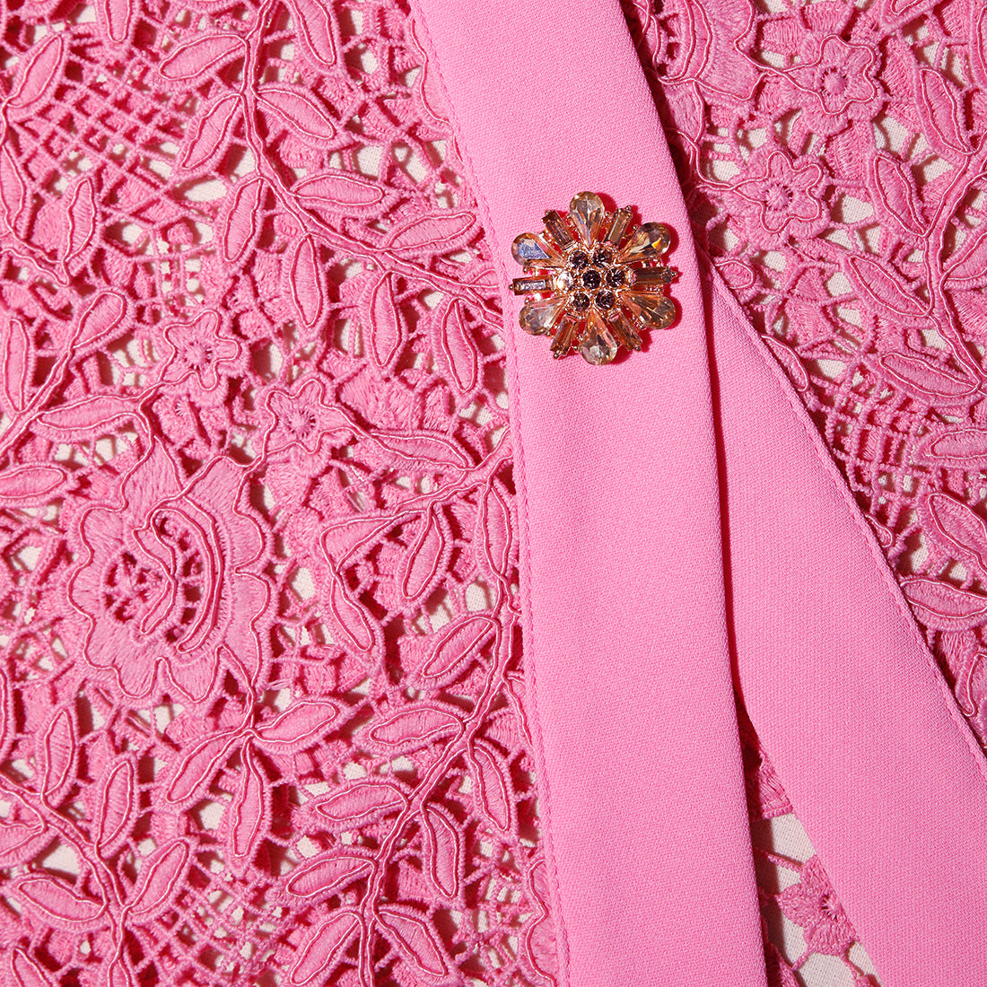 Pink Rose Lace Midi Skirt