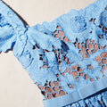 Blue 3D Cotton Lace Mini Dress