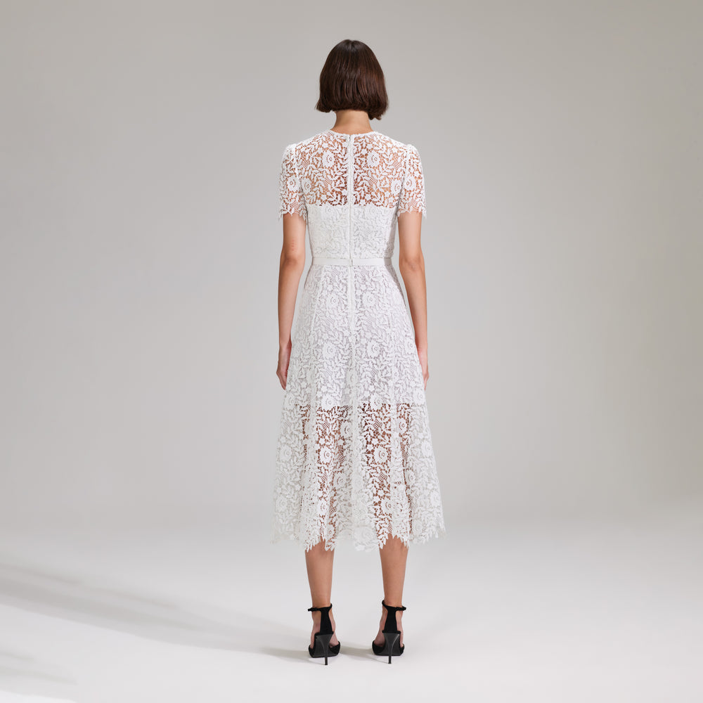 White Rose Lace Midi Dress – self-portrait