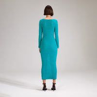 Green Beaded Knit Midi Dress