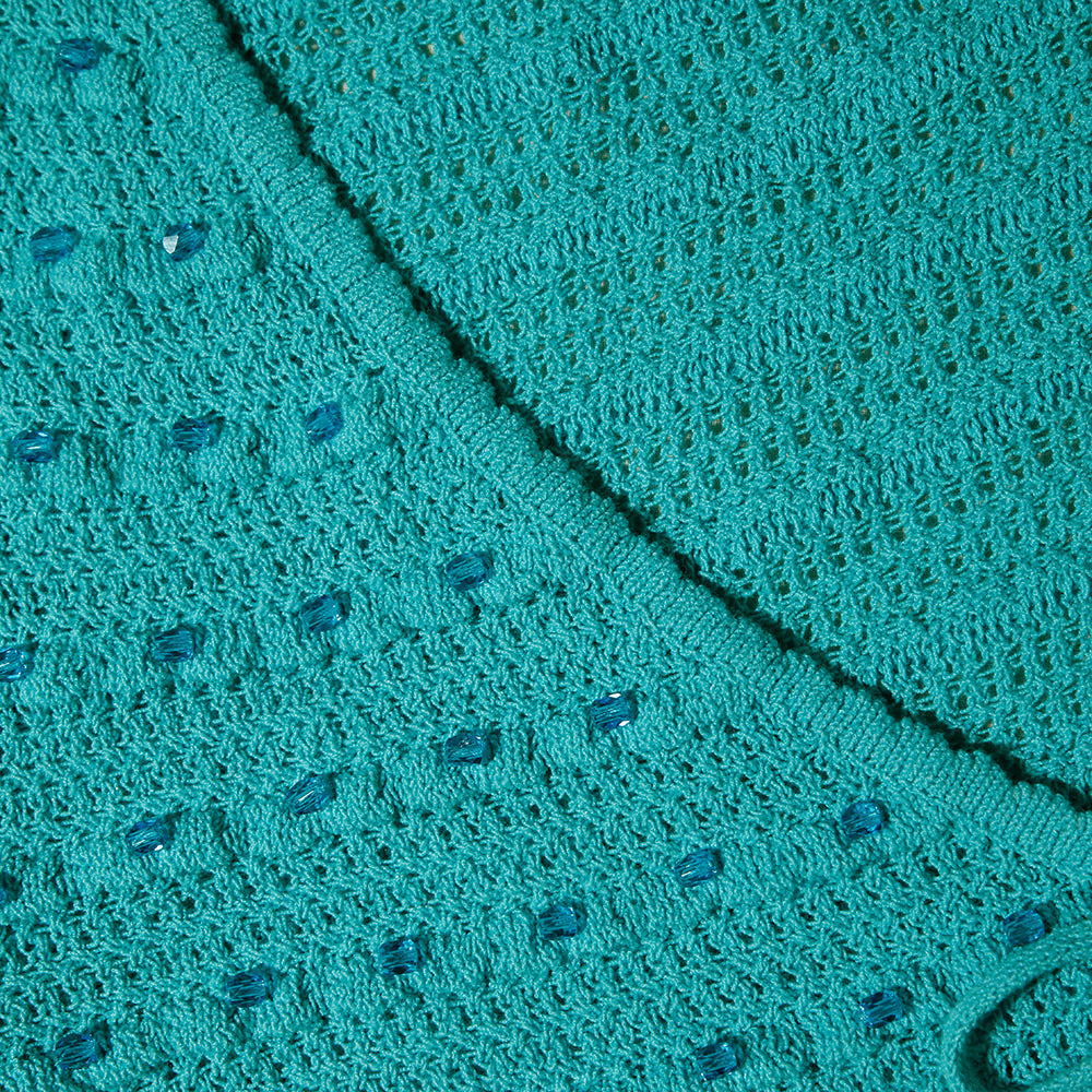 Green Beaded Knit Midi Dress