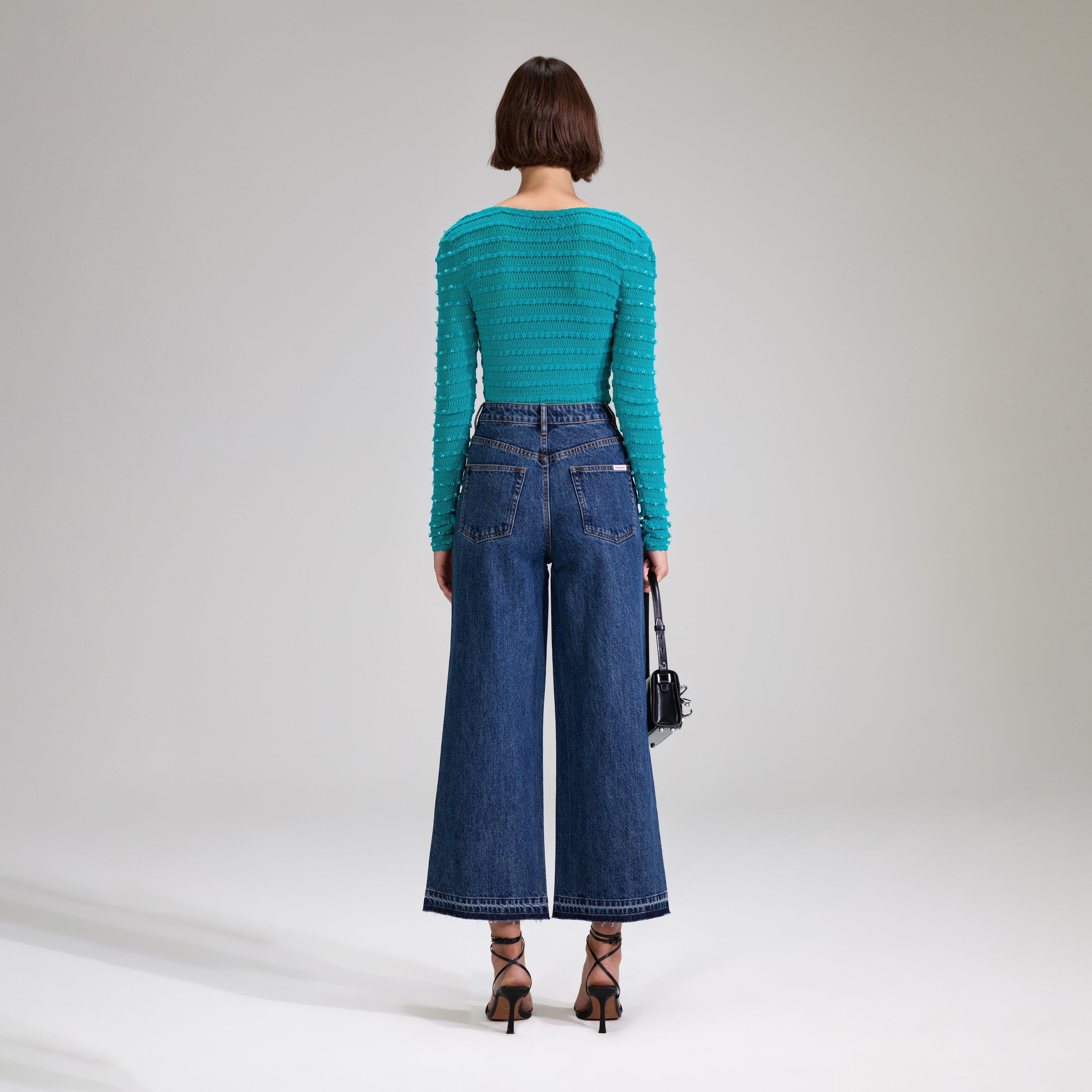 Green Beaded Knit Top