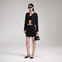 Black Sequin Knit Skirt