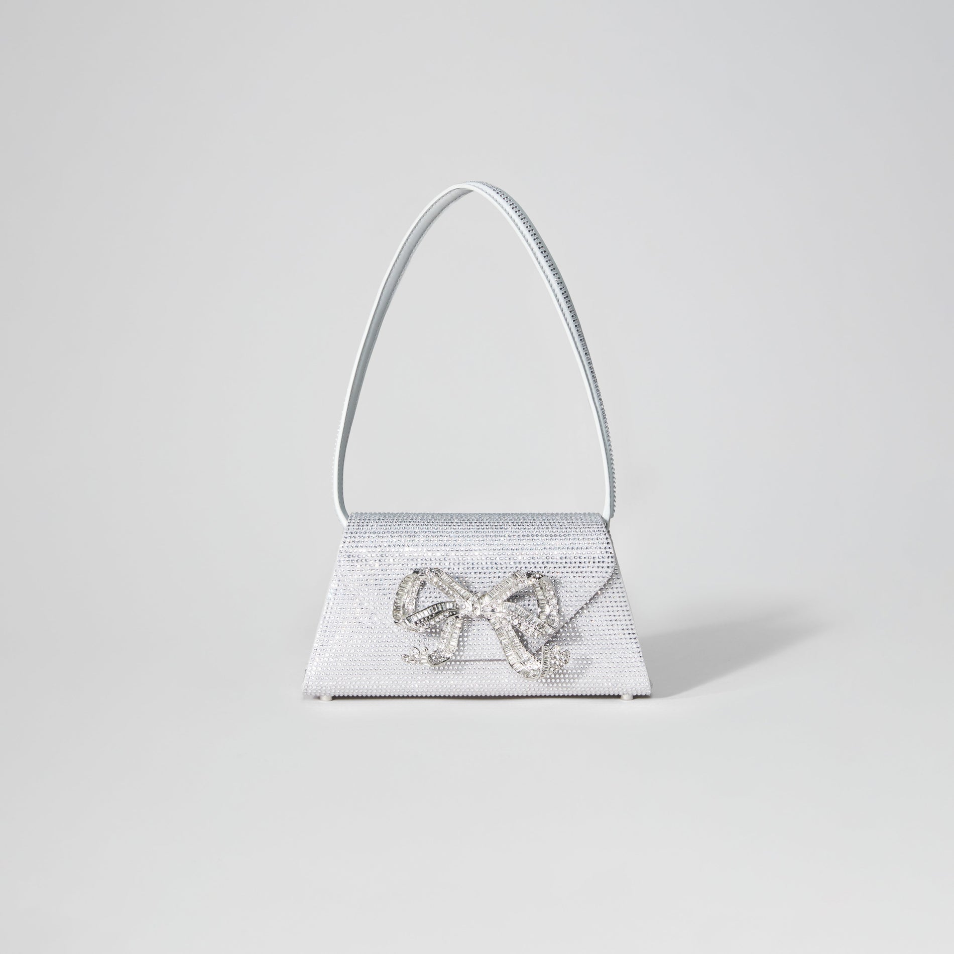 Grey Rhinestone Bow Mini Shoulder Bag