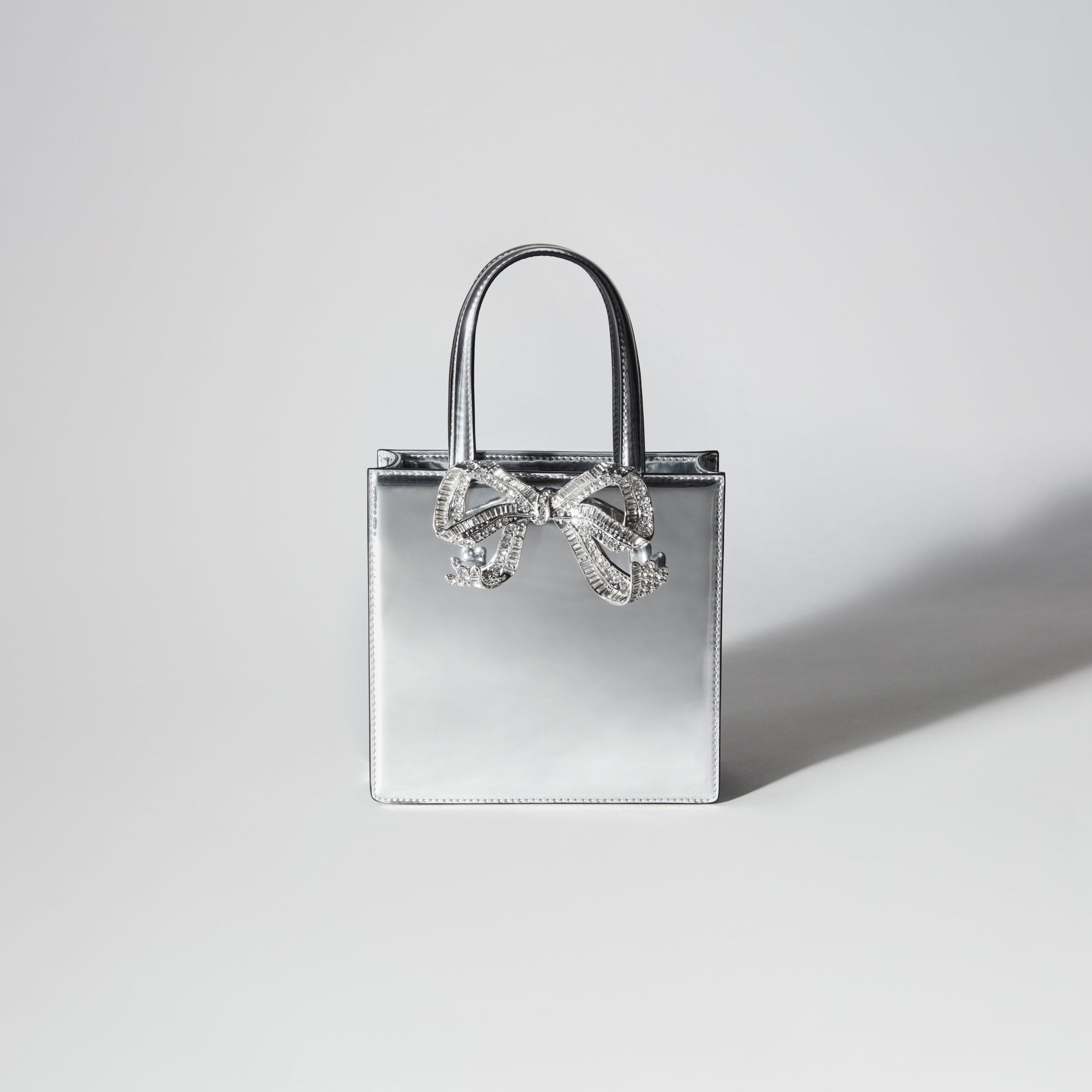 Silver Mini Tote Bow Bag