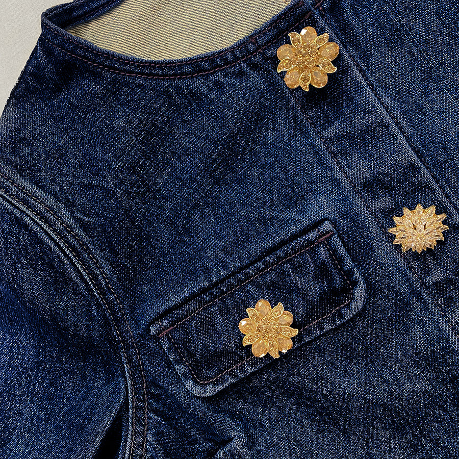 Denim Crop Top With Buttons