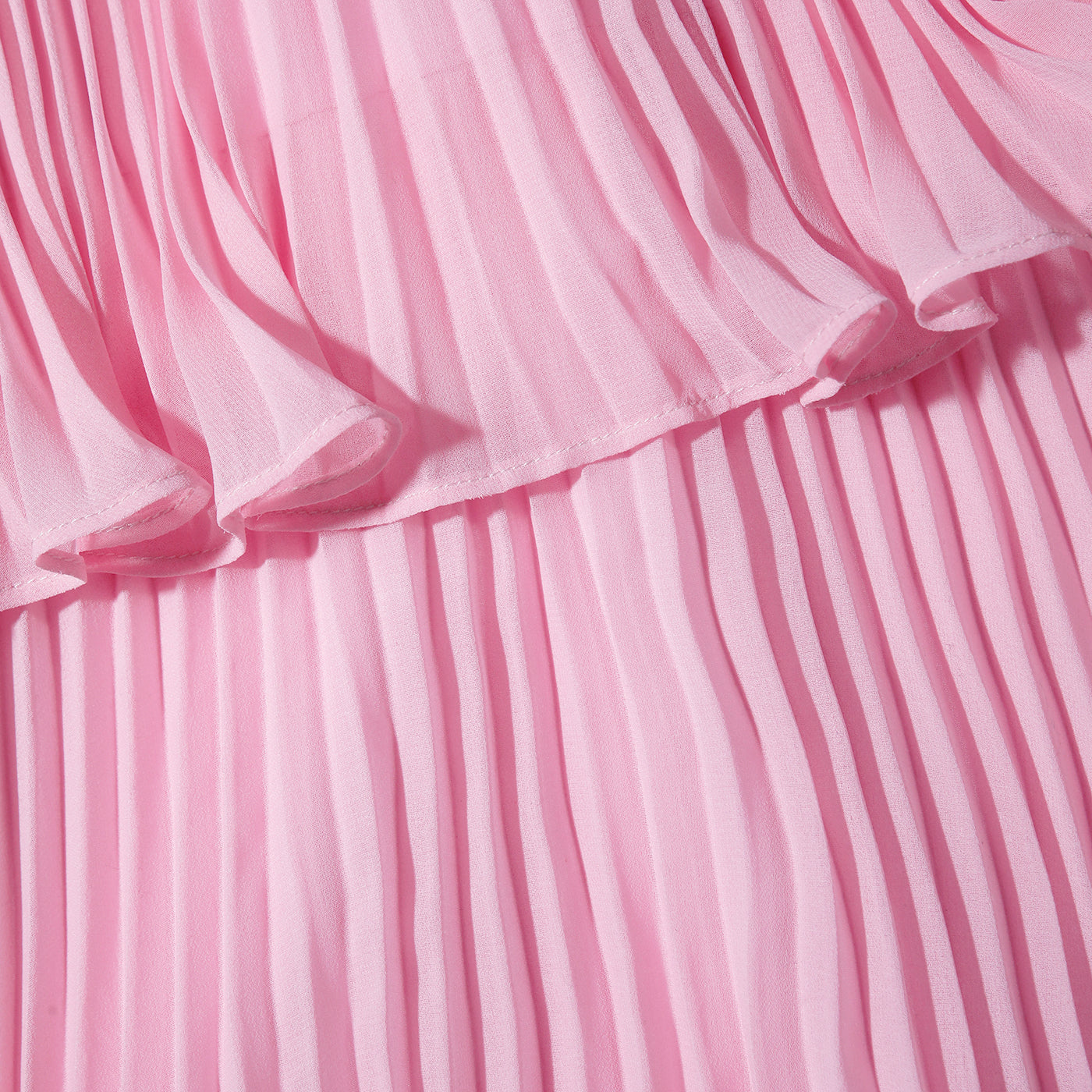 Pink Chiffon Tiered Midi Dress