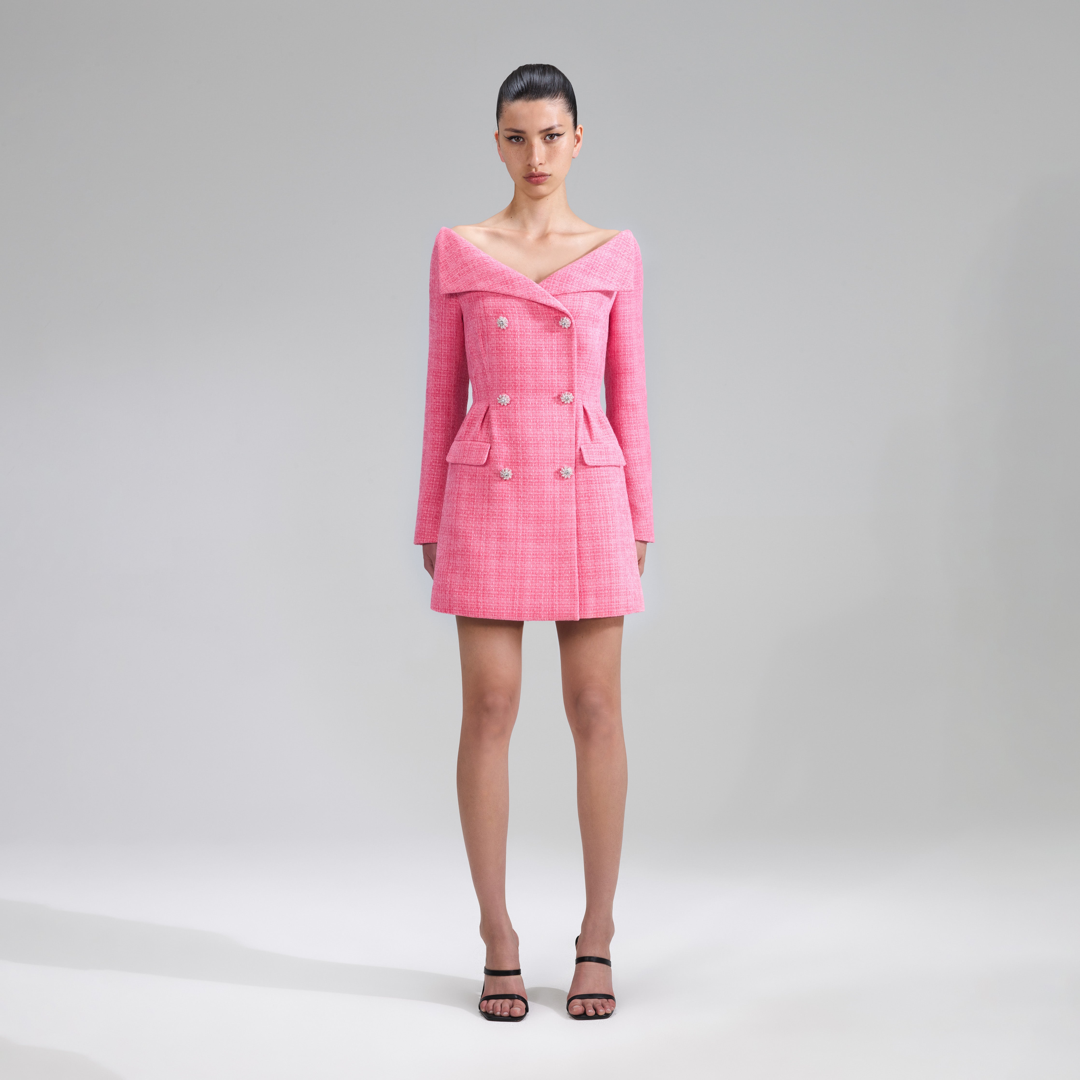 Self-Portrait - Pink Boucle Mini Dress - UK 10