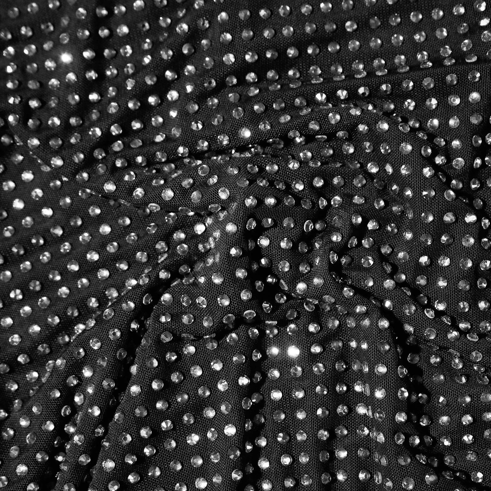 Black Rhinestone Mesh Shirt