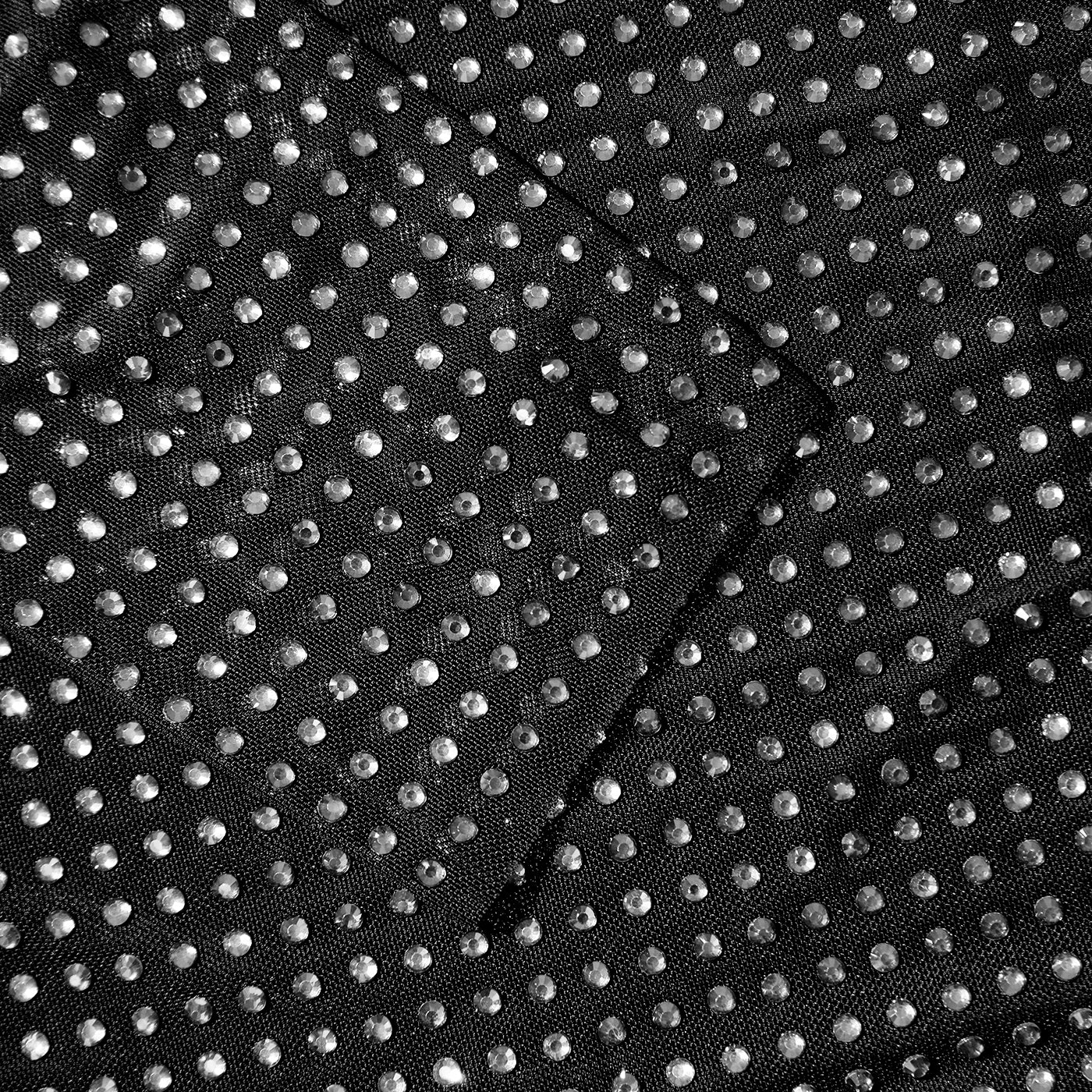 Black Rhinestone Mesh Shirt