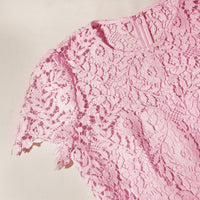 Pink Rose Lace Midi Dress