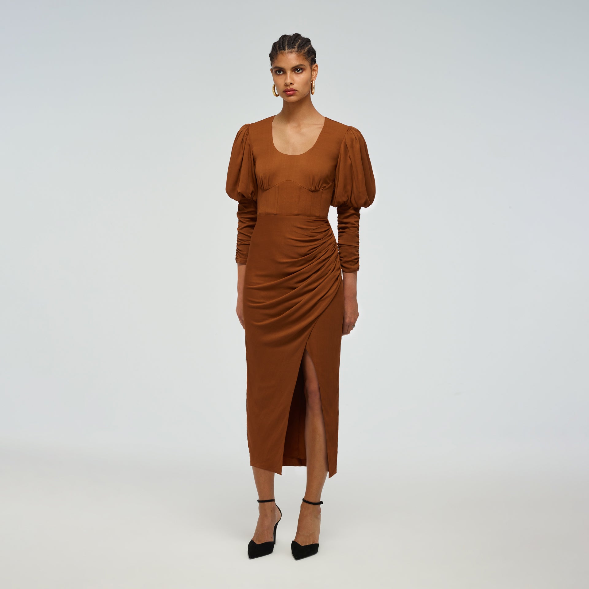 Puff Sleeve Midi Dress