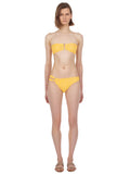 Yellow Logo Printed Ruched Bikini Briefs